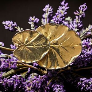 Gay Boyer Belt Buckle Vintage 80s Lily Pads‎ Disco Gold Tone Retro Mid Century.
